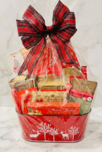 Load image into Gallery viewer, Red Christmas Metal Basket on a marble background
